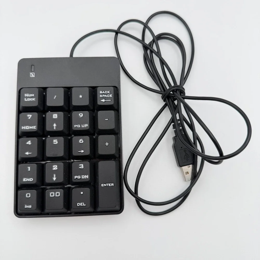 Jelly Comb Wired Numerical Keypad Black Slim USB Data Entry 19 Keys SK-051